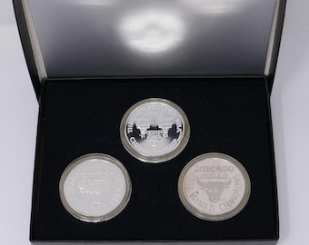 Enviromint 1993 Chicago Bulls Consecutive Championship .999 Silver Medallion Set