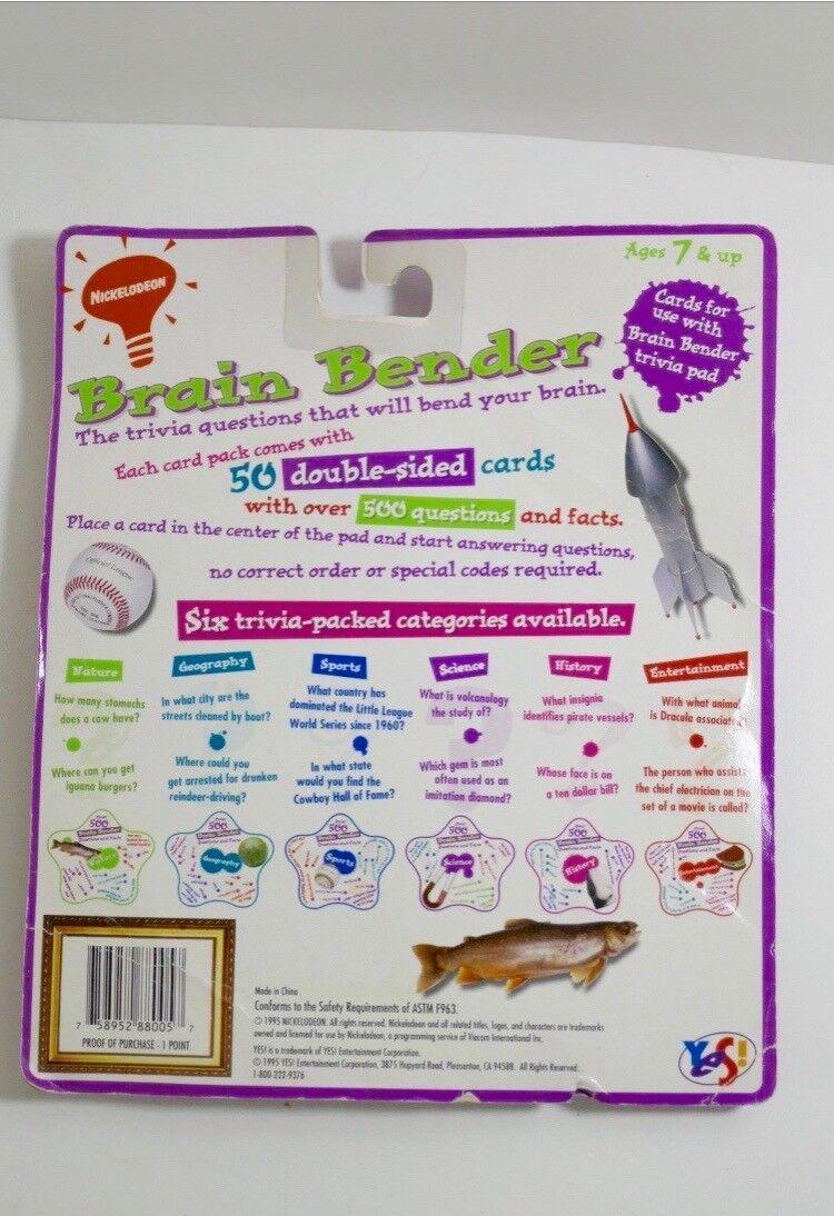 Nickelodeon Brain Bender Entertainment Trivia Cards With Over 500 ...