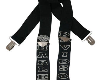 Harley-Davidson Vintage H-D Name Script Motorcycle Mens Clip-On Suspenders