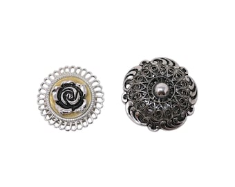 Filigree Floral Scarf Silver Tone Scarf Holder Pin Clip West Germany