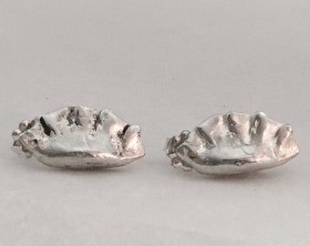 Sterling Silver Dumpling Earrings - Dim Sum Earrings - Chinese Potsticker Studs - Foodie Gift Idea - Chef Jewelry - Chef Gift Idea