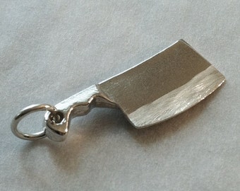 Chef Cleaver Charm Sterling Silver - Foodie GIft- Chef Jewelry -Stocking Stuffer-Chef Gift Idea - Culinary School Grad Gift - Knife Jewelry