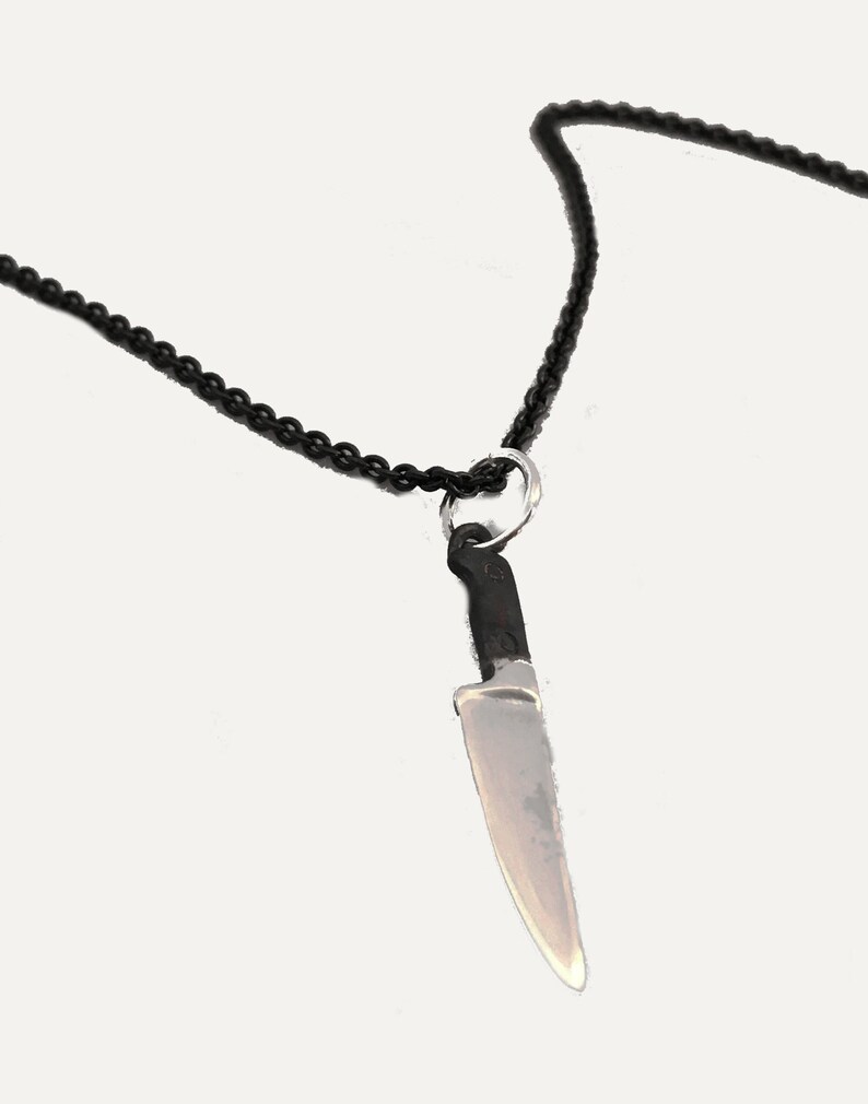Chef Knife Pendant Necklace Black Sterling Silver Chef Gift Etsy
