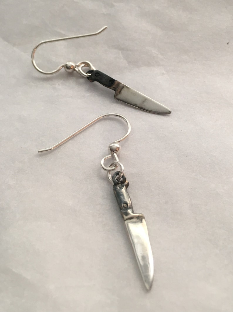 Chef Earrings Black Sterling Chef Knife Earrings Foodie Etsy