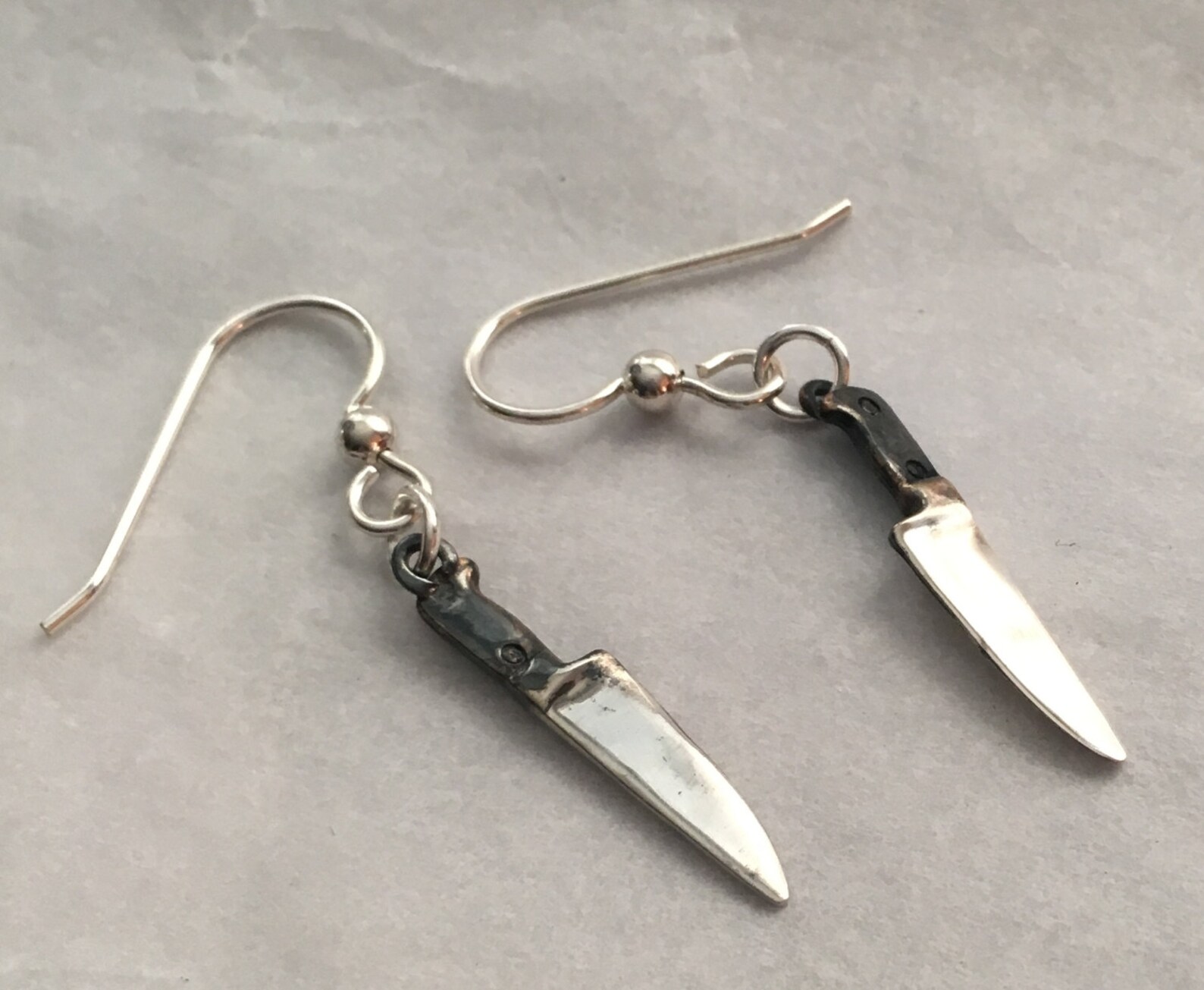 Chef Earrings Black Sterling Chef Knife Earrings Foodie Etsy