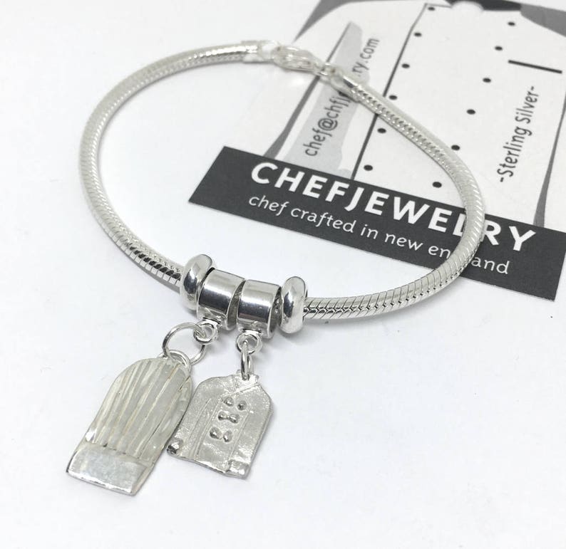 Add a Charm Sterling Chef Uniform Charm Bracelet Bead Charm Bracelet Culinary School Graduation Gift European Style Charm Bracelet