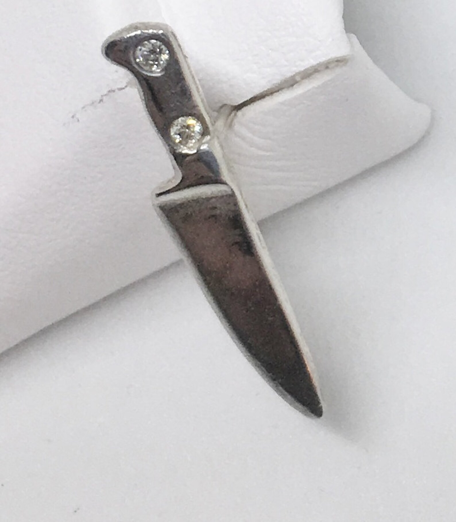 Single Sterling Silver Diamond Chef Knife Earring Chef Gift Etsy