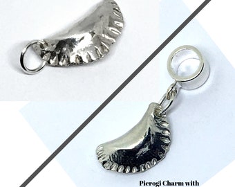 Pierogi Charm - Polish Charm - Miniature Food Charm - Chef Gift - Turnover - Culinary Jewelry - Chef Jewelry - Pie  - European Slider Charm