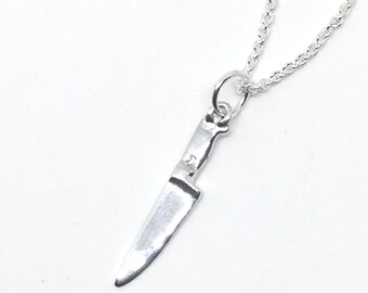 Sterling Chef Knife Pendant Necklace - Chef Gift - Cooking Charm - Culinary Jewelry - Chef Jewelry - Culinary School Graduation Gift