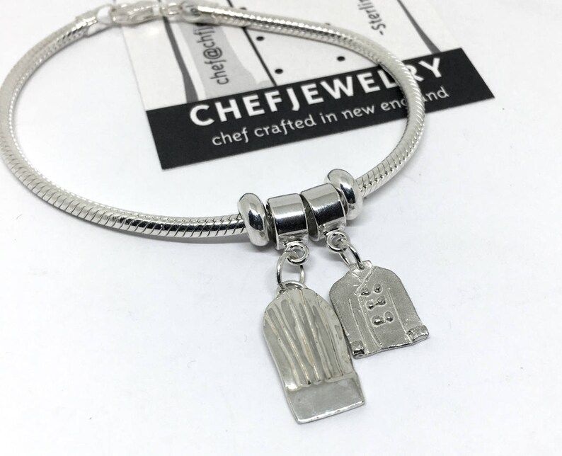 Add a Charm Sterling Chef Uniform Charm Bracelet Bead Charm Bracelet Culinary School Graduation Gift European Style Charm Bracelet