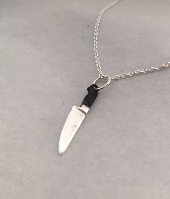 Black Sterling Chef Knife Necklace Gift Idea Culinary - Chef S Knife Pendant Necklace