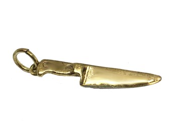 18K Yellow Gold Plated Sterling Silver Chef Knife Charm - Chef Jewelry - Chef Pendant - Culinary Jewelry - Chef Gift  - Knife Jewelry