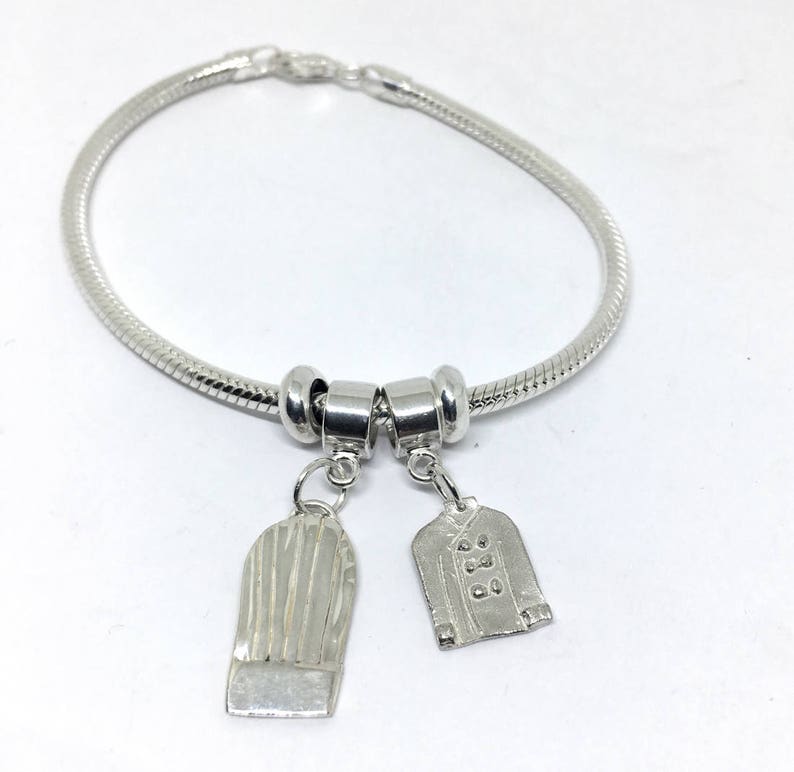 Add a Charm Sterling Chef Uniform Charm Bracelet Bead Charm Bracelet Culinary School Graduation Gift European Style Charm Bracelet