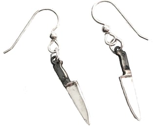 Chef Knife Earrings - Black Sterling Chef Earrings - Food Lover Gift - Culinary Jewelry - Chef Jewelry - Culinary School Graduation Gift