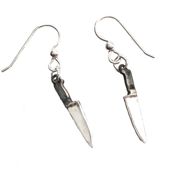 Chef Knife Earrings - Black Sterling Chef Earrings - Food Lover Gift - Culinary Jewelry - Chef Jewelry - Culinary School Graduation Gift