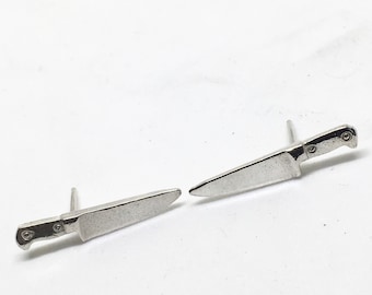 Chef Knife Stud Earrings Sterling - Chef Gift Idea- Knife Jewelry - Culinary Jewelry - Chef Jewelry - Silver Post Earrings - Foodie Gift