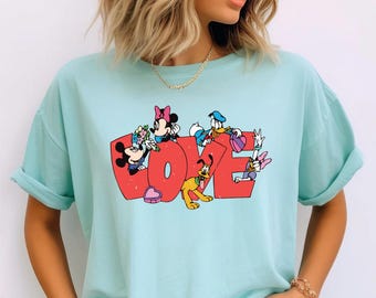 Komfort Farben Retro Micky Disney Valentinstag Shirt, glücklicher Valentinstag T-Shirt, Disney Liebe T-Shirt, Geschenk für sie