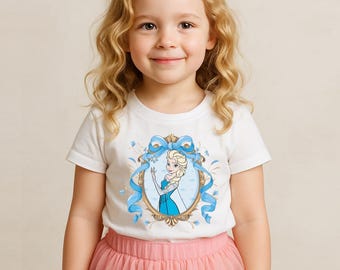 Camiseta de princesas Disney con colores cómodos, camiseta con lazos coquetos, regalo para amantes de Disney, regalos de cumpleaños para niñas princesas
