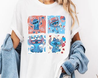 Comfort Colors Patriotic Stitch Shirt, Stitch 4th of July Shirt, Disney Stitch USA Shirt, Disney 4th of July Shirt, Independence Day Shirt