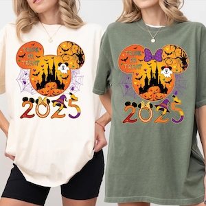 Comfort Colors Disney Halloween 2025 Shirt, Trick or Treat Shirt, Halloween Matching Shirt, Disney Family Halloween Shirt,Disney Couple Tees