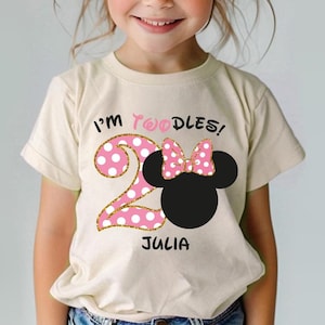 Comfortkleuren Minnie Mouse 2e verjaardagsshirt, I'm Twodles-shirt, Minnie Mouse Twodles-verjaardagsshirt, 2e verjaardag Disney-shirt