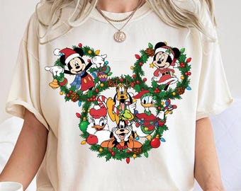 Comfort Colors Disney Friends Christmas Shirt, Mickey And Friends Christmas Shirt, Christmas Lights, Christmas Gifts, Disneyland Christmas