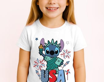 Comfort Colors Disney 4th of July Shirt, Disney Stitch USA Shirt, Fireworks USA Shirt, Patriotic Stitch Shirt, Stitch 4th of July Shirt