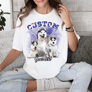 Komfort Farben Vintage Haustier Shirt, Bootleg Shirt, Benutzerdefinierte Hunde Foto Shirt, personalisierte Shirt, Benutzerdefinierte T-Shirts, Haustier Foto Shirt
