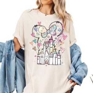 Comfort Colors Disney Watercolor Castle Shirt, Disneyland Shirt, Magic Kingdom Shirt, Disney Girls Trip, Minnie Mouse Watercolor Shirt