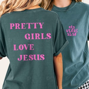 Camiseta "Chicas guapas aman a Jesús", Camiseta "Jesús estilo preppy", Camiseta "Proverbios 31", Camiseta "Jesús para niñas", Regalo de bautismo para adolescentes y Camiseta para la iglesia