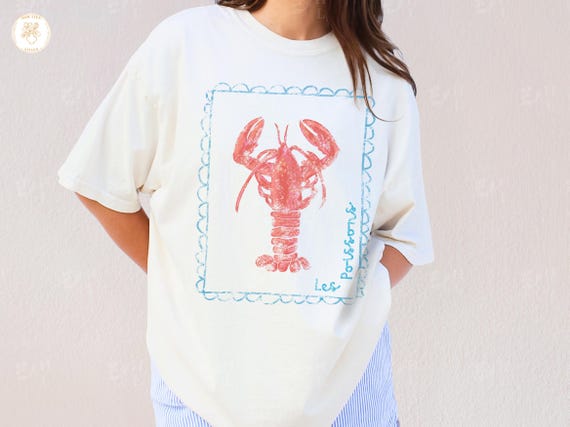 Lobster Shirt Comfort Colors, Preppy Coastal Graphic Tee, Nautical Shirt Women, Beachy Summer Outfit, Cape Cod Style Tee