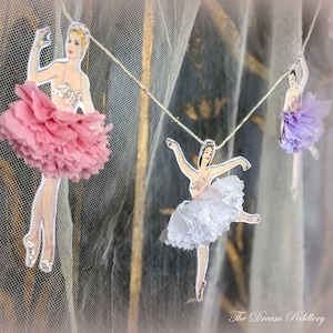 Ballerina Garland. Paper Doll Ballerinas with Crepe Tutus Garland, Sold Per Yard