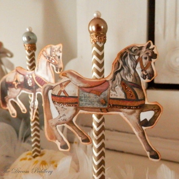 Carousel Charmers - Pariser Karussellpferd Cupcake Toppers mit Glasperlen - 11,5 cm - Mary Poppins