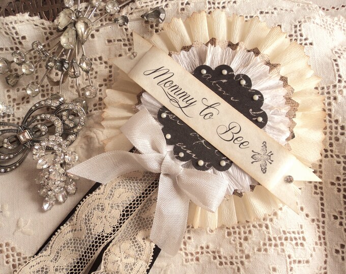 Mommy to Bee. Vintage Style Prize Ribbon Pin for a Baby Shower - Etsy