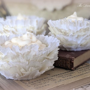 Creme Fraiche Ruffles. Ruffled Crepe Cupcake Wrappers in White and Cream image 1