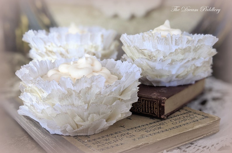 Creme Fraiche Ruffles. Ruffled Crepe Cupcake Wrappers in White and Cream image 1