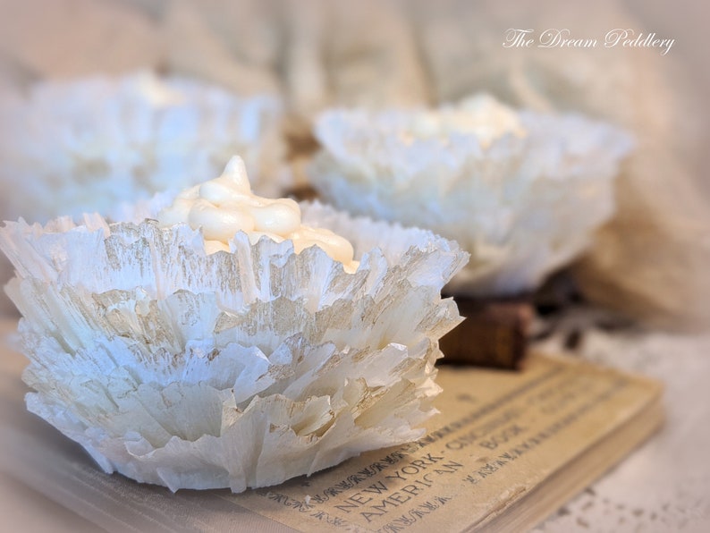 Creme Fraiche Ruffles. Ruffled Crepe Cupcake Wrappers in White and Cream image 5