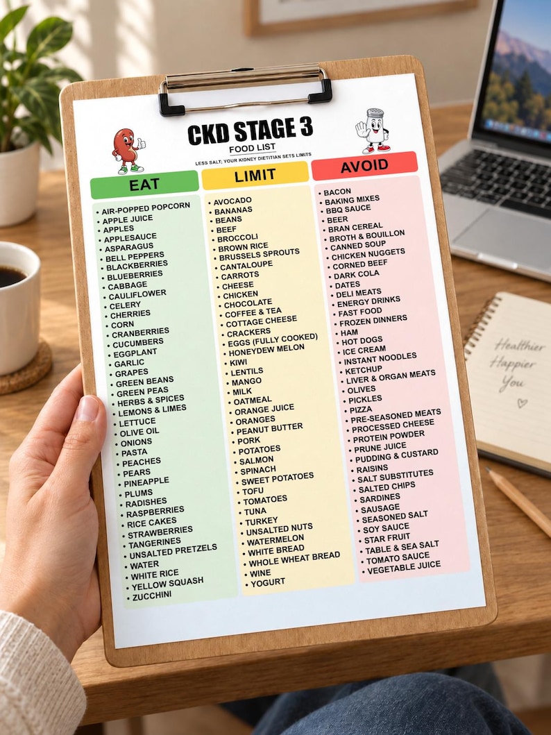 CKD Stage 3 Kidney Disease Food List Printable, High Creatinine Renal ...