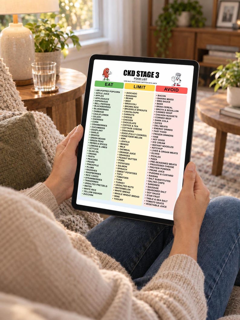 CKD Stage 3 Kidney Disease Food List Printable, High Creatinine Renal ...