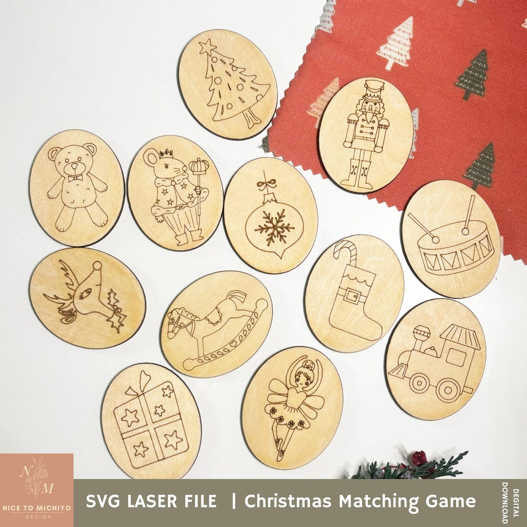 Stuffer Svg Laser Cut SVG Christmas Kid's Matching Memory Game | Stocking Stuffer ...