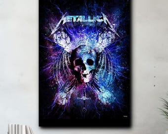 Metallica Canvas Print – Digital Watercolor Painting on Canvas – Home Decor – Ideal Gift for Hard Rock Music Fans