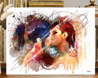 Arcane VI & Caitlyn Artwork – Close-up of the kiss in prison – Digital pop culture art – Anime fan art – Geek decor – Italian format