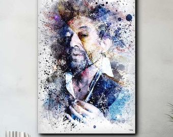 Serge Gainsbourg Painting – Digital Watercolor Print on Canvas – Home Decor – Ideal Gift for Fans of French Song