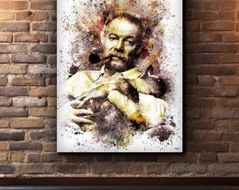 Georges Brassens Portrait – Digital Watercolor Painting Printed on Canvas – Home Decor – Ideal Gift for Fans of French Song