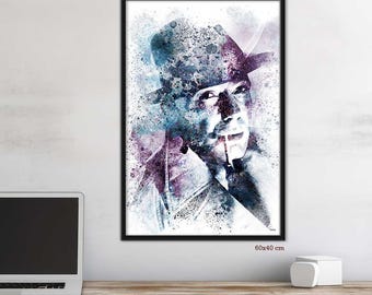 Humphrey Bogart painting from the film The Maltese Falcon, digital print on canvas, ideal gift for film fans