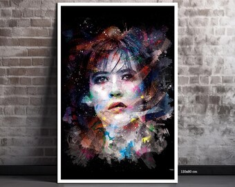 Schilderij van Sophie Marceau – Digitale aquarelprint op canvas – Woondecoratie – Ideaal cadeau voor liefhebbers van klassieke films