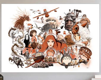 Hayao Miyazaki – Cinema decorative painting – Digital painting printed on canvas or poster – Ideal gift for fans of Japanese animated cinema