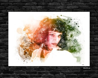 Uma Thurman Painting – Dance Scene from Pulp Fiction – Digital Watercolor Print on Canvas – Home Decor – Ideal Pop Culture Gift