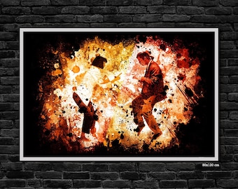 John Travolta and Uma Thurman Painting – Dance Scene from the film Pulp Fiction – Digital Watercolor Painting Printed on Canvas – Interior Decor