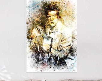 Elvis Presley Canvas Print, Rock 'n' Roll Music, Digital Painting Printed on Canvas, Home Decor, Ideal Gift for Rock 'n' Roll Fans